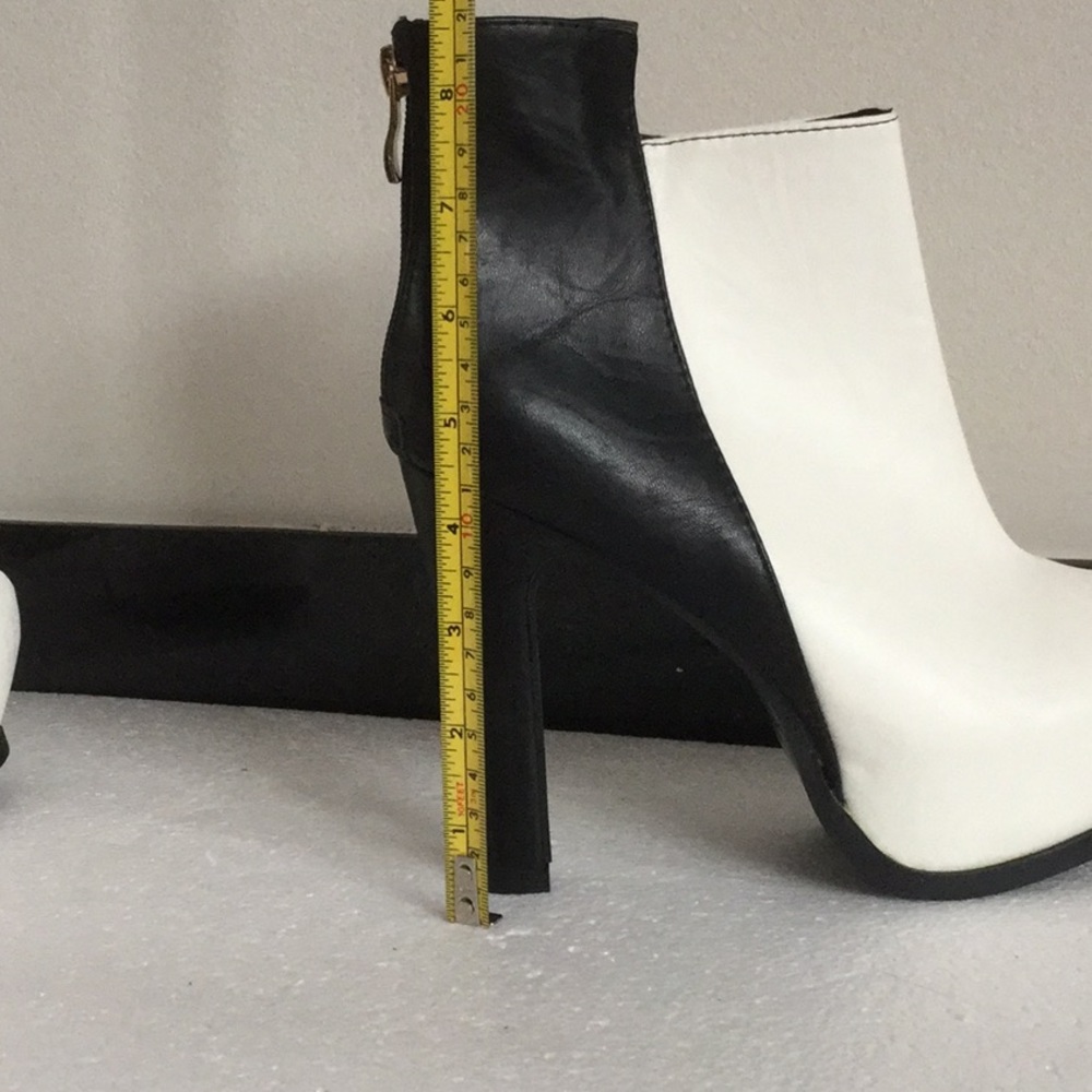 Black And White Color Block Ankle Bootie - image 7